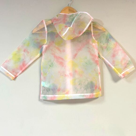 Tie-Dye Old Navy Raincoat Girl's 5T Hooded Multi Color Transparent Jacket Spring - Picture 2 of 7